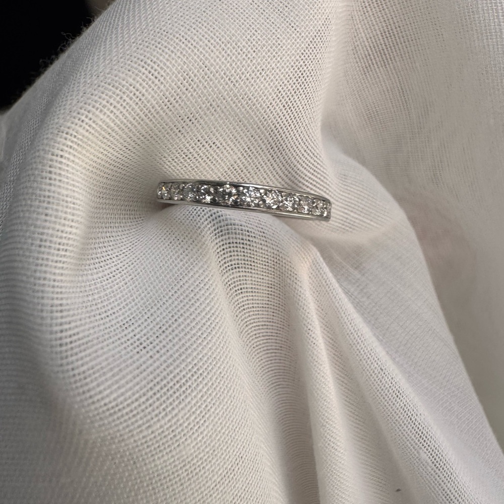 Authentic Vintage Tiffany and Co. Diamond Platinum Half Eternity Wedding Band - Picture 14 of 14
